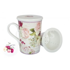 Kubek porcelanowy z orzęskami różanymi