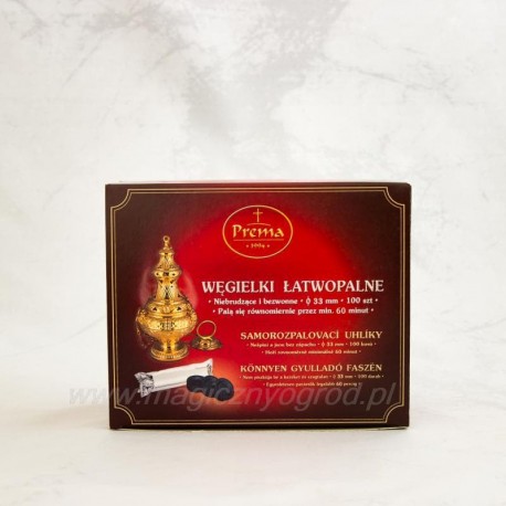 Węgle do kadzideł, żywice, oleje Prema - Tektura - 10 szt 40mm