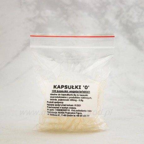 Przezroczyste kapsułki wegetariańskie, rozmiar 0 - 5000 szt.