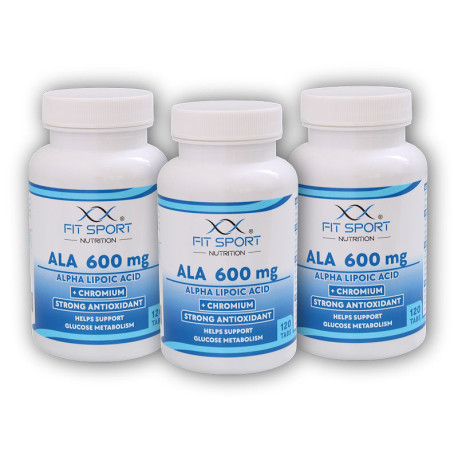 3x ALA 600mg Kwas alfa liponowy + Chrom 120 tabletek - Kwas alfa liponowy