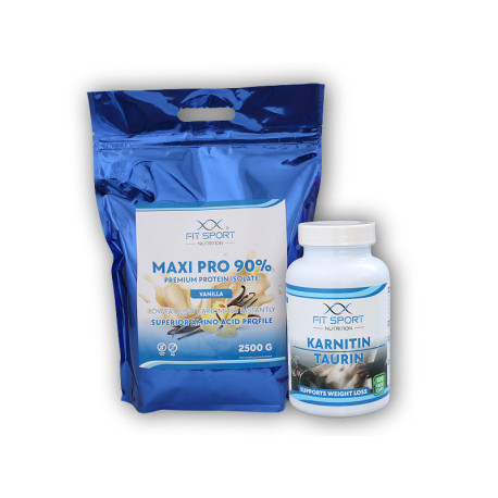 Maxi Pro 90% 2500g + Karnityna Tauryna 120 kapsle wegetariańskie - kokos biała czekolada