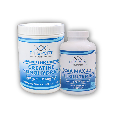 100% Monohydrat Kreatyny 550g + BCAA MAX 4:1:1 + L-Glutamina 240 kapsułek