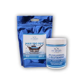 Maxi Pro 90% 2500g + 100% Czysta L-Glutamina 550g Mikronizowana - Solony Karmel