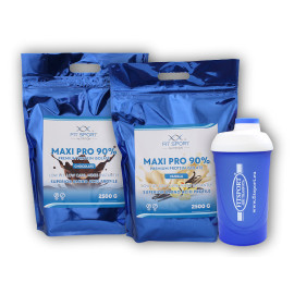 2x Maxi Pro 90% 2500g + shaker Fitsport - solony karmel