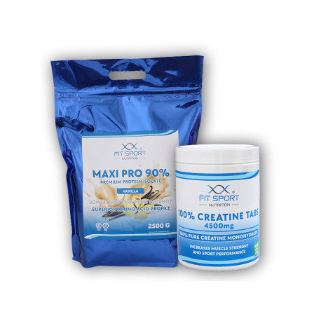 Maxi Pro 90% 2500g + 100% Kreatyna w Tabletkach 4500mg 240 Veggie Tablets - Wanilia