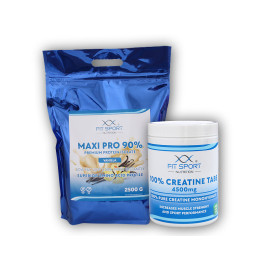 Maxi Pro 90% 2500g + 100% Creatine Tabs 4500mg 240 veggie tabs - biała czekolada kokos