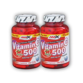 2x witamina C 500mg + dzika róża 125 kapsułek
