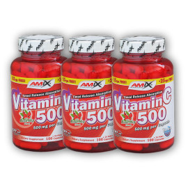 3x witamina C 500mg + dzika róża 125 kapsułek