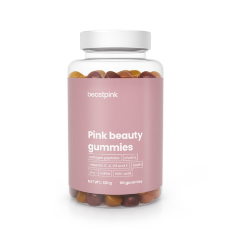 Pink Beauty Gummies - BeastPink - starfruit papaya cherry - 60 kapsułów.