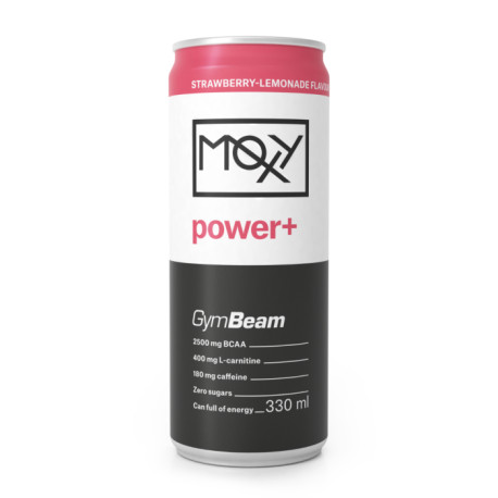 MOXY power+ Napój Energetyczny 330 ml - GymBeam - Truskawkowa lemoniada