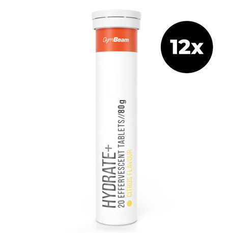 Hydratuj+ musujące - GymBeam - Owoce cytrusowe - 12 x 20 tabletek