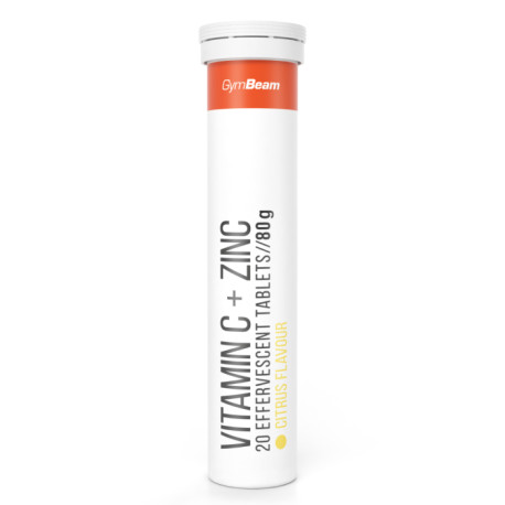 Witamina C + cynk musujący - GymBeam - owoce cytrusowe - 20 tabletek.