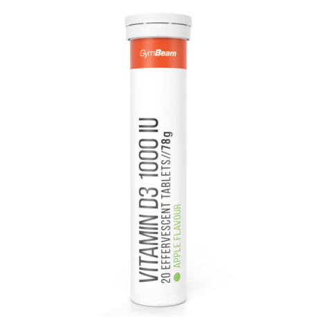 Gazowana witamina D3 1000 IU - GymBeam - Zielone Jabłko - 20 tablet.
