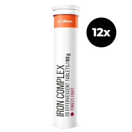 Iron Complex iskrzący - GymBeam - leśne owoce - 12 x 20 tabletek