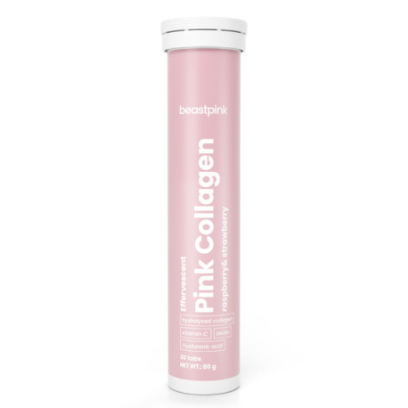 Iskrzący Różowy Kolagen - BeastPink - Truskawkowo-Malinowy - 20 tablet.