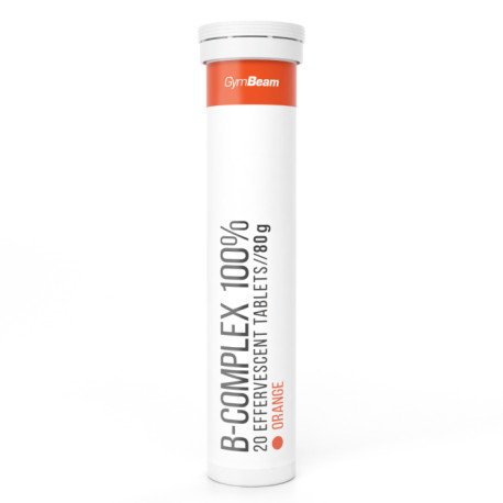 B-Complex 100% błyszczący - GymBeam - pomarańczowy - 20 tablet.