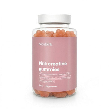 Różowe żelki do żucia z kreatyną - BeastPink - GymBeam - 60 kieszonek.