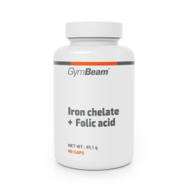 Chelatan żelaza + kwas foliowy - GymBeam - 90 saszewek.