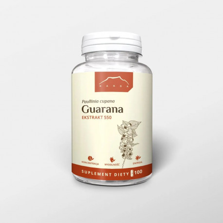 Ekstrakt z guarany 22% - 550mg x 100 kapsułek - Paullinia cupana