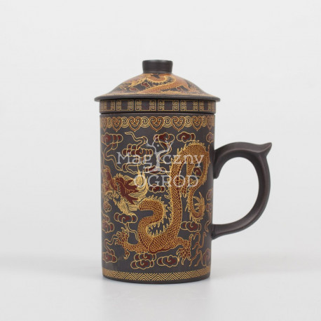 Kubek ceramiczny chińskiego smoka z zaparzaczem