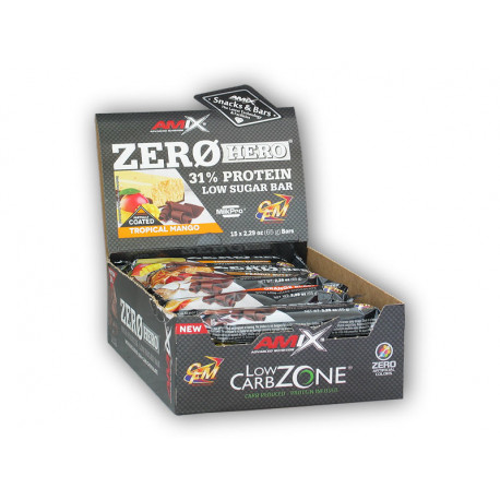 15x Zero Hero Baton o Wysokiej Zawartości Cukru 65g MIX - Masło Orzechowe