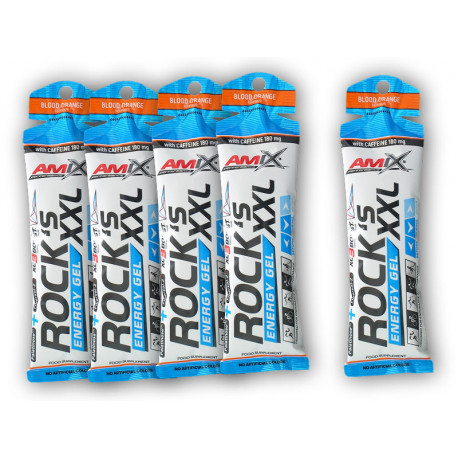 4x Rocks Energy Gel XXL Kofeina 65g+1xGRATIS - Czerwona Pomarańcza